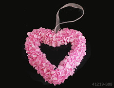DEKORACE růžové srdce ,závěs,150mm 1 ks