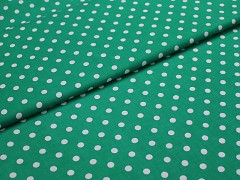 Zelená látka s puntíky 06 puntíkované plátno ATEST DĚTI,  á 1m